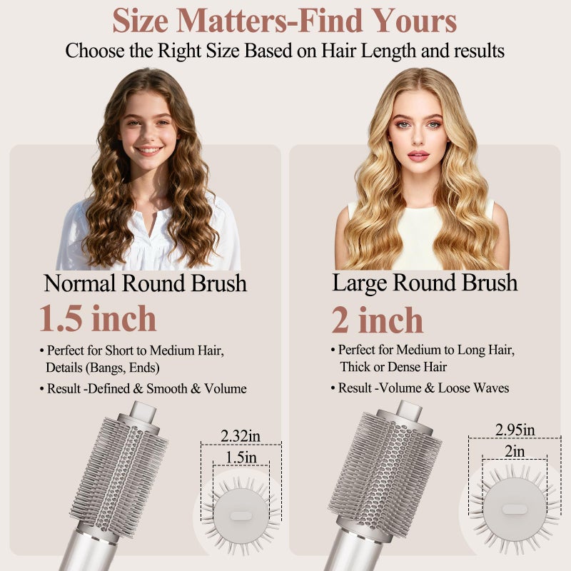 Chivixe Round Brush Attachment for Shark FlexStyle, Upgraded Oval Round Volumizing Brush for Shark Flex Style Accessories Styling for for Smooth, Voluminous Curls(1.5 Inch Barrel,2.32 Inch Bristle) - Image 4