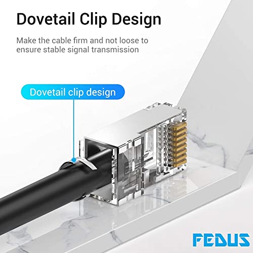 FEDUS Rj45 Cat7 & Cat6A Crimping Connectors Rj45 8P8C Modular Plug 50U Nickel Plated 3 Prong Shielded Ftp/Stp External Ground For 23 Awg 0.573Mm Network Cable For Modem,Pc,Tv-Pack Of 25,Silver - Image 5