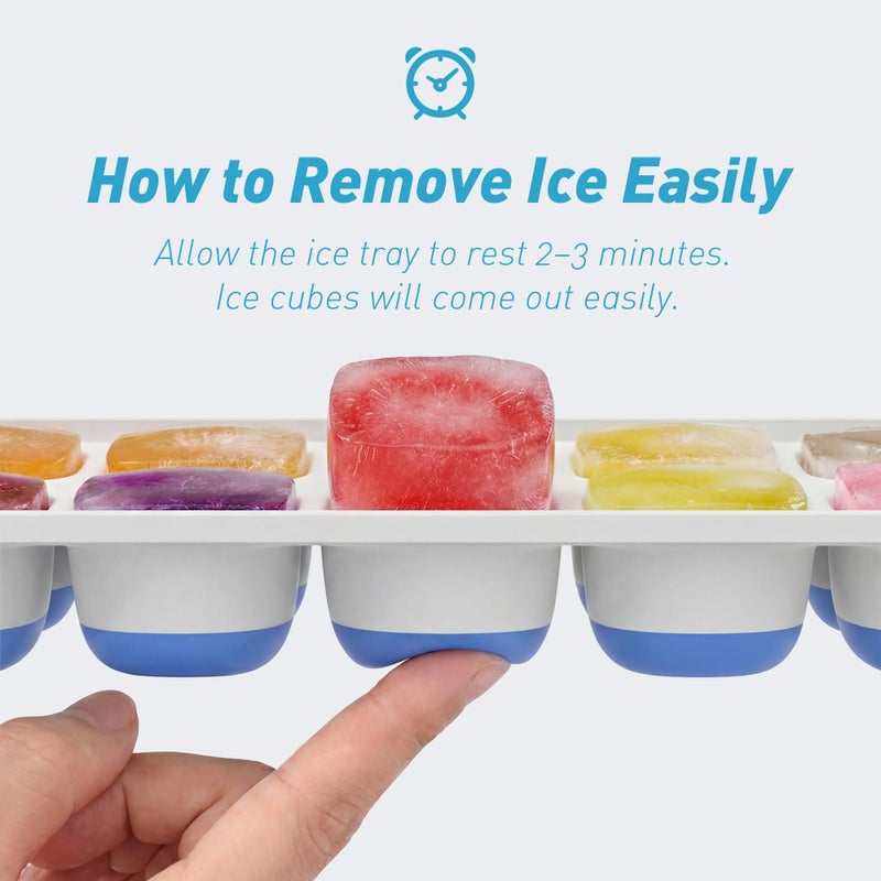 ChefAide Ice Cube Tray with Lid, 4 Packs 56 Cubes Durable Stackable Ice Cube Trays for Freezer with Removable Lids, Easy-Release Plastic & Silicone Ice Tray for Cocktail, Coffee - Image 2