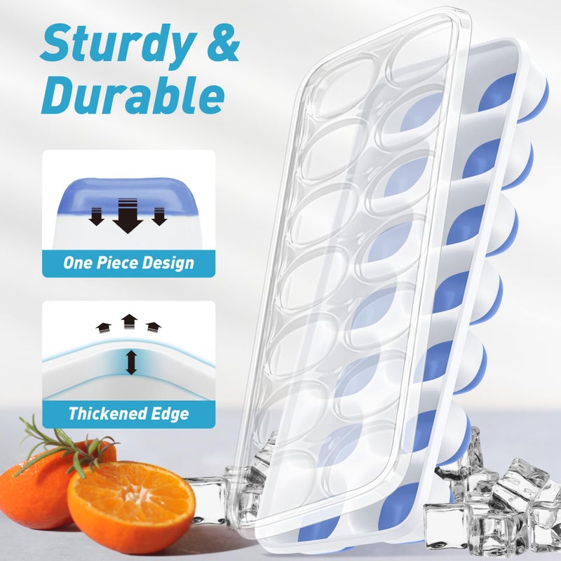 ChefAide Ice Cube Tray with Lid, 4 Packs 56 Cubes Durable Stackable Ice Cube Trays for Freezer with Removable Lids, Easy-Release Plastic & Silicone Ice Tray for Cocktail, Coffee - Image 4