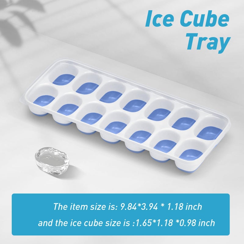 ChefAide Ice Cube Tray with Lid, 4 Packs 56 Cubes Durable Stackable Ice Cube Trays for Freezer with Removable Lids, Easy-Release Plastic & Silicone Ice Tray for Cocktail, Coffee - Image 3