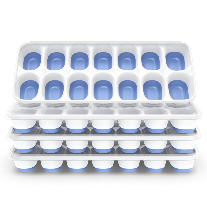 ChefAide Ice Cube Tray with Lid, 4 Packs 56 Cubes Durable Stackable Ice Cube Trays for Freezer with Removable Lids, Easy-Release Plastic & Silicone Ice Tray for Cocktail, Coffee - Image 1