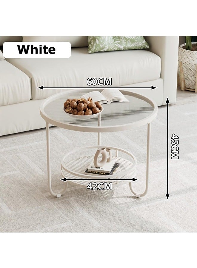 JCB CHIC Glass Coffee Table, Metal Frame Round Low Table with Glass Top and Open Shelf Storage for Living Room, Modern Center Table 2 Tier Sofa Side Table for Home Office, 60cm - Image 4