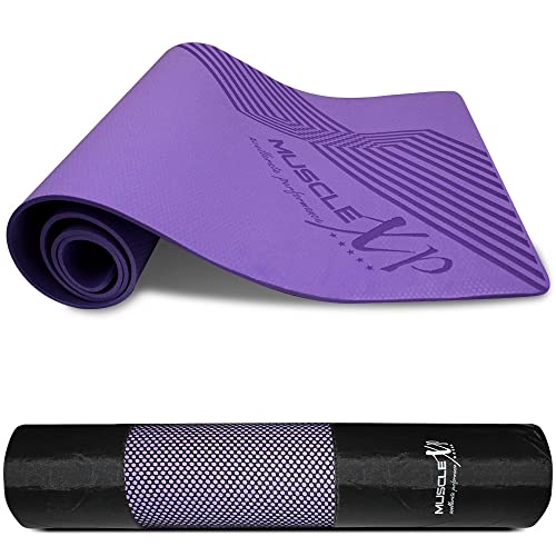 MuscleXP Designer Yoga Mat for Women and Men with Cover Bag, Pure EVA Material, 6mm Extra Thick Exercise mat for Workout Yoga Fitness, Pilates and Meditation, Anti Tear Anti Slip (Purple) - Image 1