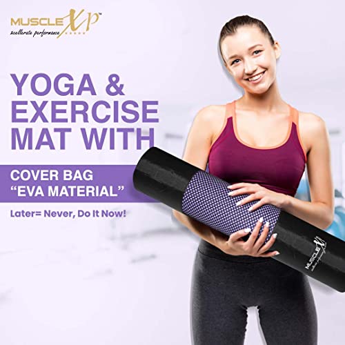 MuscleXP Designer Yoga Mat for Women and Men with Cover Bag, Pure EVA Material, 6mm Extra Thick Exercise mat for Workout Yoga Fitness, Pilates and Meditation, Anti Tear Anti Slip (Purple) - Image 3