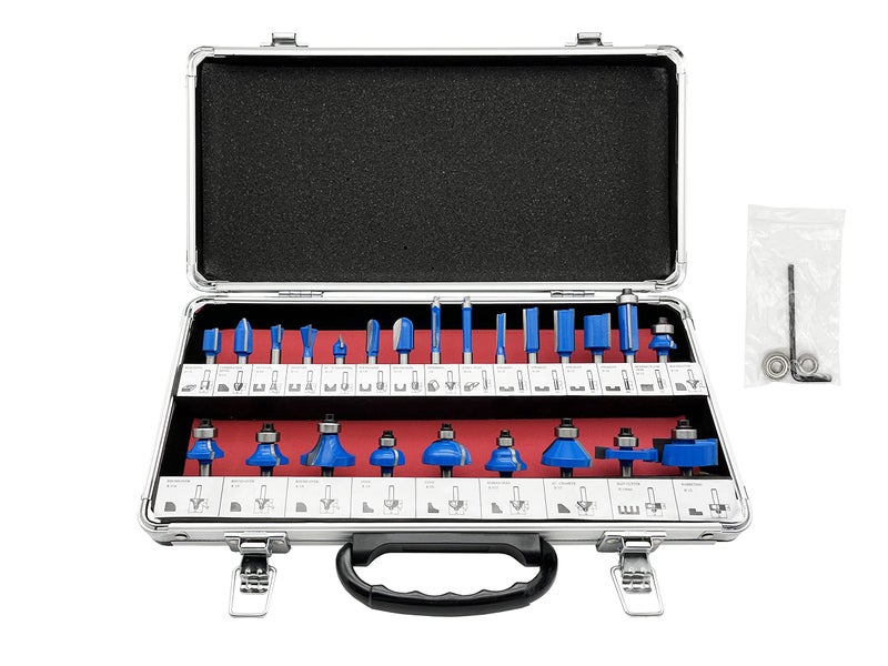 LU&MN Carbide Tipped Router Bit Set ( 24 PCS) with 1/4" Shank Wood Milling Saw Cutter, Multi-Purpose (Woodworking Tools for Home Improvement and DIY) - Image 1
