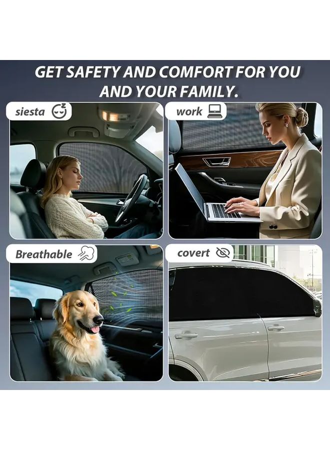 2Pcs Car Rear Window Sunshade Elastic Mesh Anti Glare Privacy Easy Removal - Image 4
