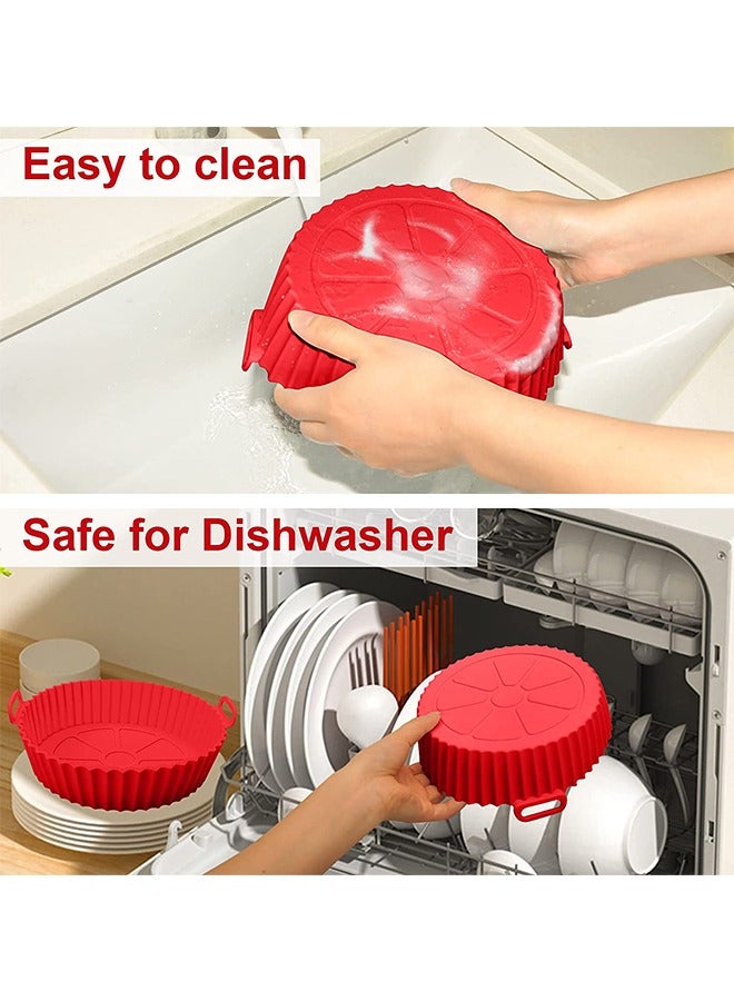 Toshionics 2 Pcs Air Fryer Silicone Liner Non Stick Reusable Red - Image 5