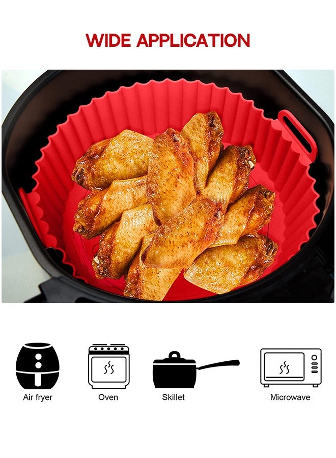 Toshionics 2 Pcs Air Fryer Silicone Liner Non Stick Reusable Red - Image 3
