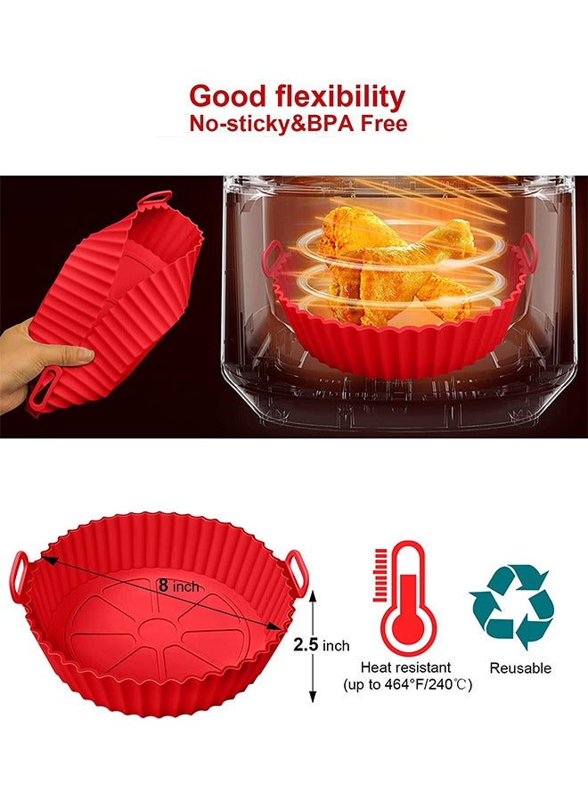 Toshionics 2 Pcs Air Fryer Silicone Liner Non Stick Reusable Red - Image 2