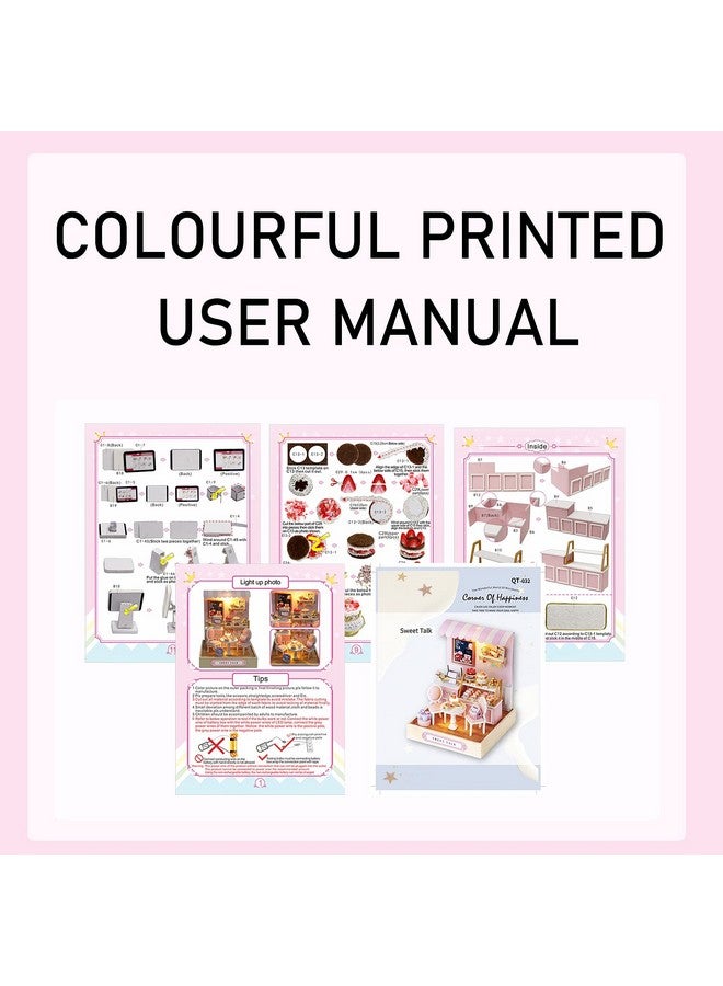 CUTEROOM DIY Doll House Miniature Furniture Wooden House Kit with Dust Cover & LED Light and Accessories - New Three Styles QT Series Dollhouse (QT032) - Image 4