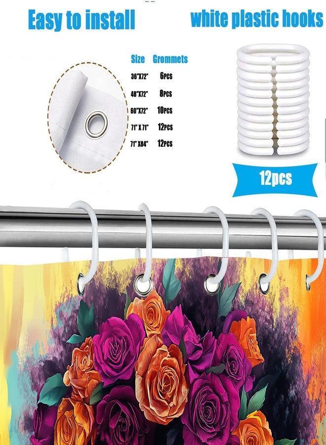 Hajmsug Black Girl Shower Curtain, African American Black Girls Pink Gold Rose Flower Floral Design, Polyester, 71x71 Inch, Water Resistant, Bathroom - Image 5