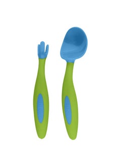 b.box Toddler Cutlery Set: Patented Flork™ Designed Fork, Spoon & Travel Case, Easy Grip Handles, Dishwasher Safe, Bpa Free. (Ocean Breeze)  - Image 1