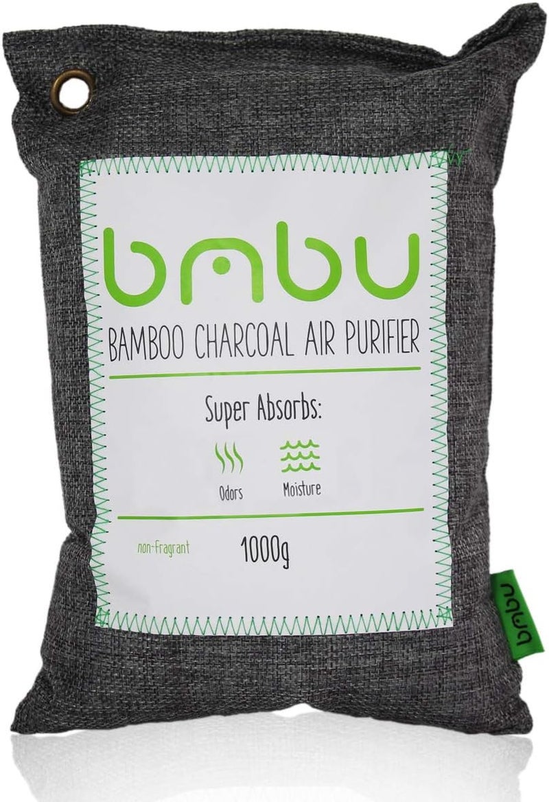 BMBU 1000g Large Bamboo Charcoal Air Purifier Bag - Car Deodorizer Freshener - Remove Odor and Control Moisture in Your RV, Camper, SUV, Truck, Closet, Mobile Home, Storage - Non fragrant 1kg - Image 1