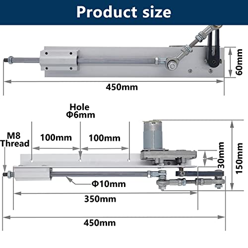 JQDML UPGRADED VERSION Strong Higher Torque Motor Max Torque 40 lbs,Reciprocating Linear Actuator Motor DC 24V Variable Speed 25-120rpm,Adjustable Stroke 1.18" to 6",with Power Adapter(24V150mm120rpm) - Image 4