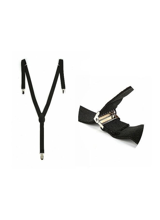 NIBEMINENT - Clip On Suspenders Elastic Y Shape Back Formal Braces Black - Image 1