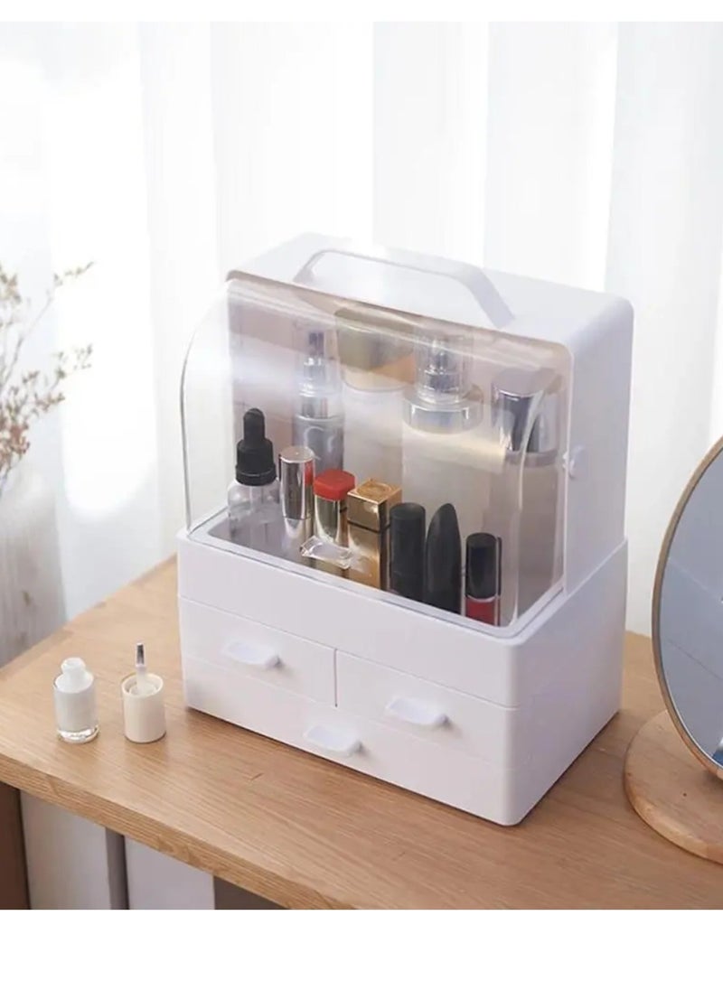 Yuwell - Makeup Perfume Organizer Cosmetic Desk Storage Stand Lotions Display Dust Proof Case Cosmetic Makeup Organizer Stand With Drawers Large Capacity For Your Jewelry And Makeup - Image 1