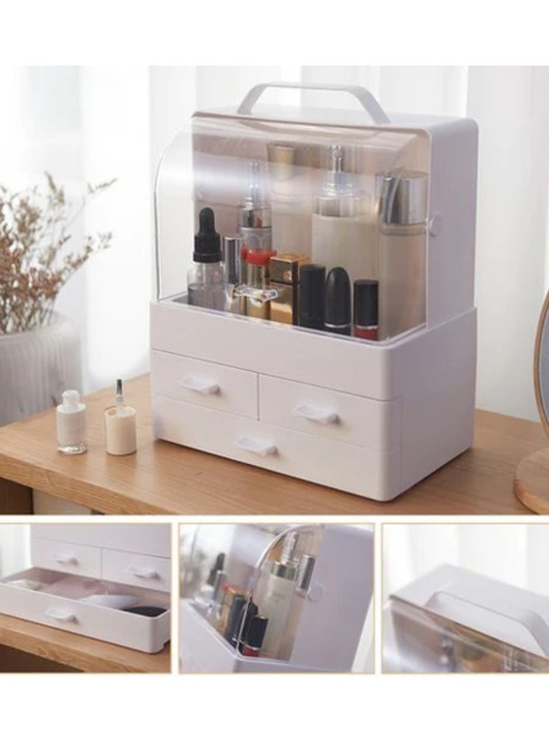 Yuwell - Makeup Perfume Organizer Cosmetic Desk Storage Stand Lotions Display Dust Proof Case Cosmetic Makeup Organizer Stand With Drawers Large Capacity For Your Jewelry And Makeup - Image 1