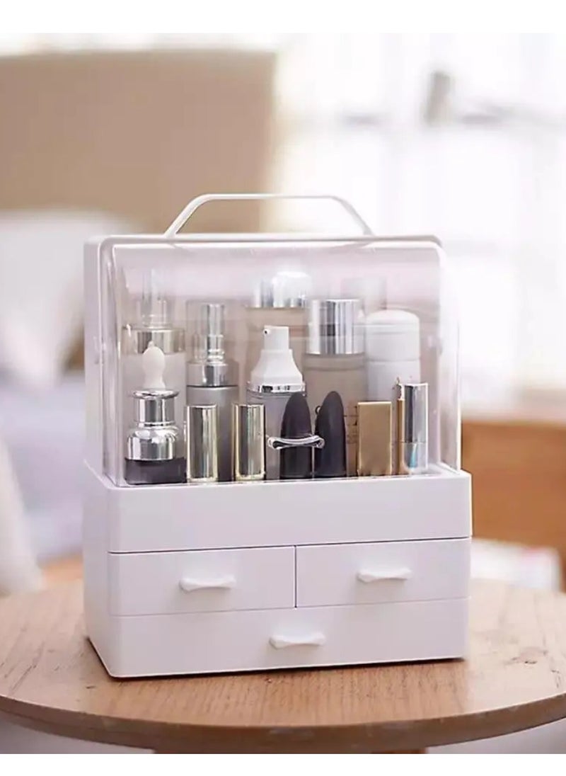 Yuwell - Makeup Perfume Organizer Cosmetic Desk Storage Stand Lotions Display Dust Proof Case Cosmetic Makeup Organizer Stand With Drawers Large Capacity For Your Jewelry And Makeup - Image 1