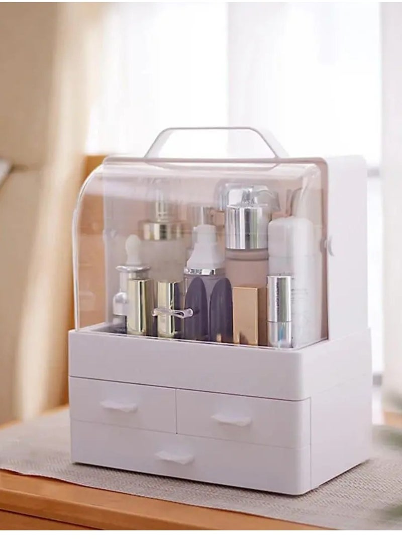 Yuwell - Makeup Perfume Organizer Cosmetic Desk Storage Stand Lotions Display Dust Proof Case Cosmetic Makeup Organizer Stand With Drawers Large Capacity For Your Jewelry And Makeup - Image 1