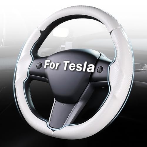 Aimato Steering Wheel Cover for Tesla Model 3 (2017-2023) / Model Y (2020-2024),Anti-Slip,Comfortable Grip, Breathable,Customized for Tesla Model 3/Y Accessories,Matte White - Image 1