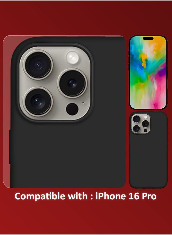 CATANES - (for iPhone 16 Pro) 2 Pack Case and Screen Protector, Slim Silicone Case, Full Covered Anti Scratch Shockproof Protective Cover - Image 1