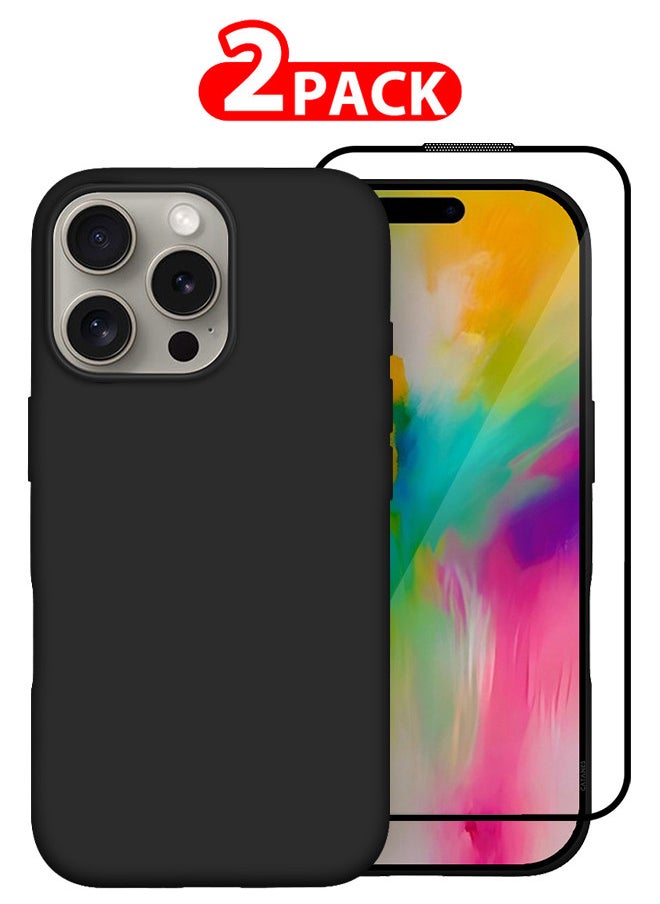 CATANES - (for iPhone 16 Pro) 2 Pack Case and Screen Protector, Slim Silicone Case, Full Covered Anti Scratch Shockproof Protective Cover - Image 1