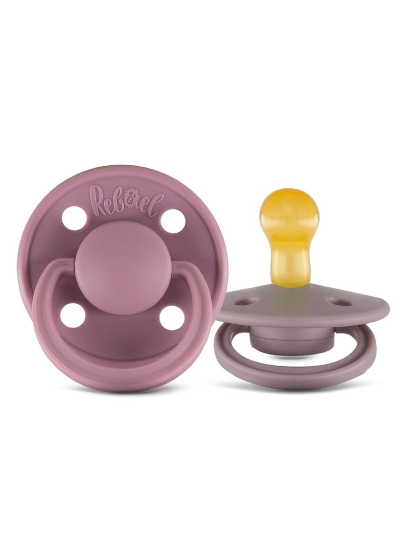 Rebael Mono Natural Rubber Round Pacifier Size 1 - Baby 0-6M (1-pack) - Plum - Image 1