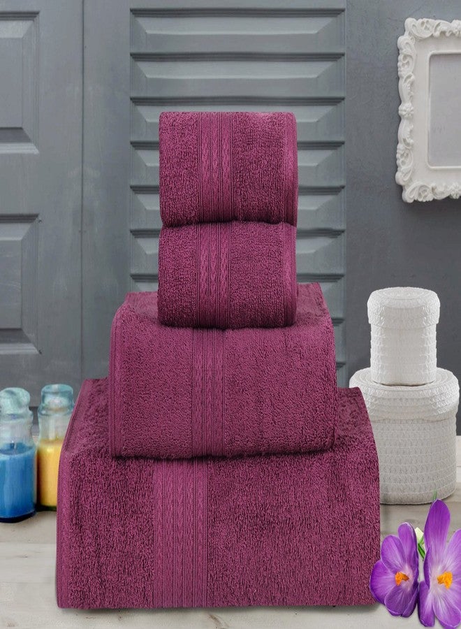 Bombay Dyeing Towel set of 4-Tulip-R4 set-Purple - Image 1