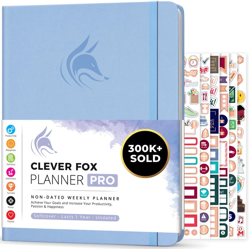 Clever Fox Planner PRO â€“ Weekly & Monthly Life Planner to Increase Productivity, Time Management and Hit Your Goals, 8.5x11â€³ (Periwinkle) - Image 1