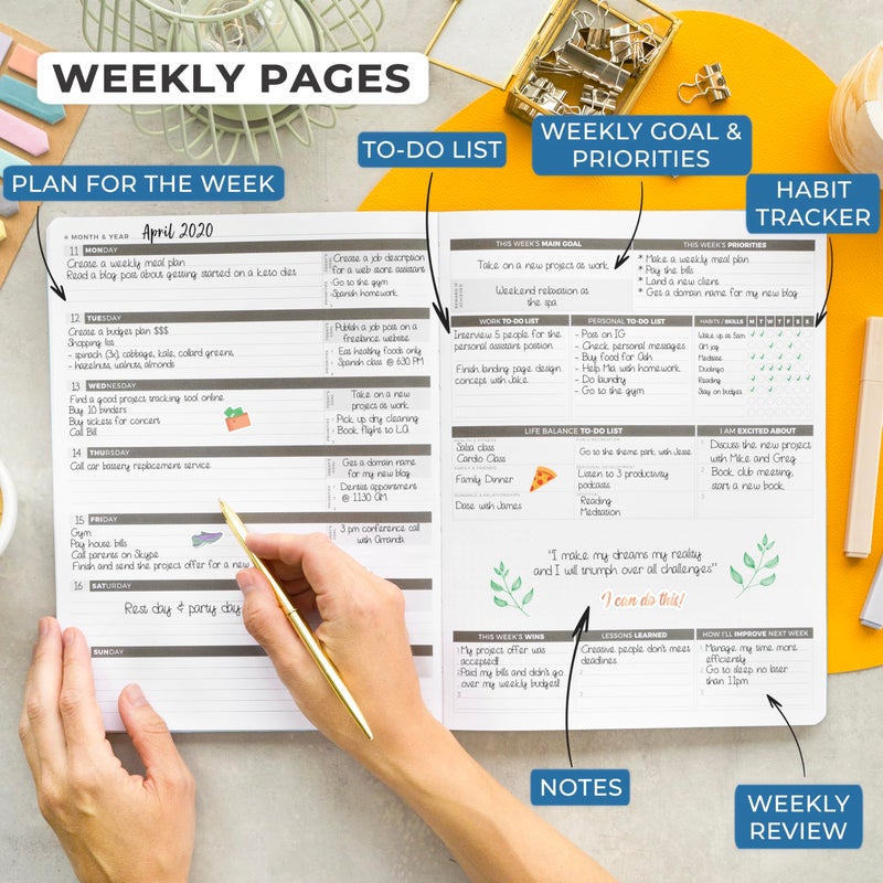 Clever Fox Planner PRO â€“ Weekly & Monthly Life Planner to Increase Productivity, Time Management and Hit Your Goals, 8.5x11â€³ (Periwinkle) - Image 3