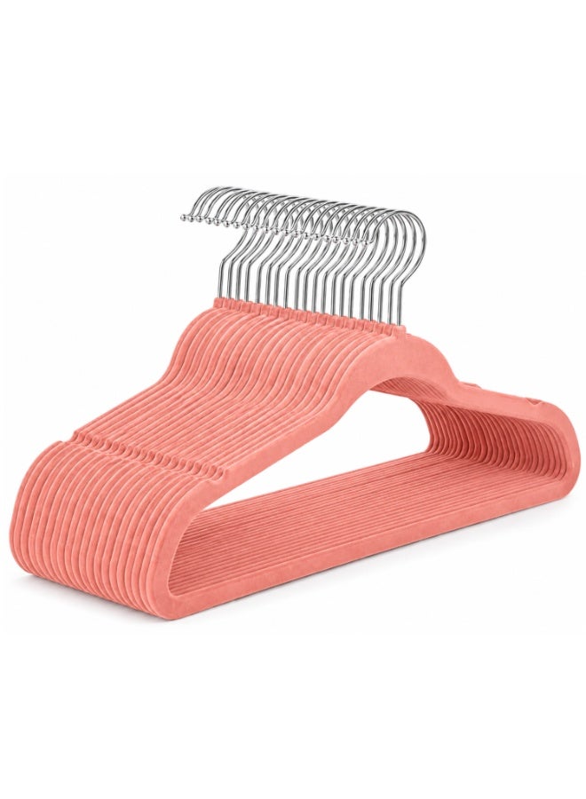 Homesmiths Pink Kids Velvet Hangers Pack of 20, Slim Non-Slip Design for Kids Dresses, Shirts, Jackets, School Uniforms and Space-Saving Wardrobe Storage - Image 1