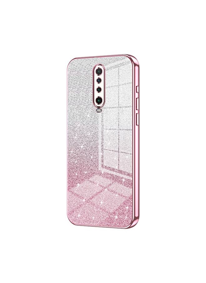 HuHa Case Cover For Xiaomi Redmi K30 / K30 5G Gradient Glitter Powder Electroplated Phone Case Pink 