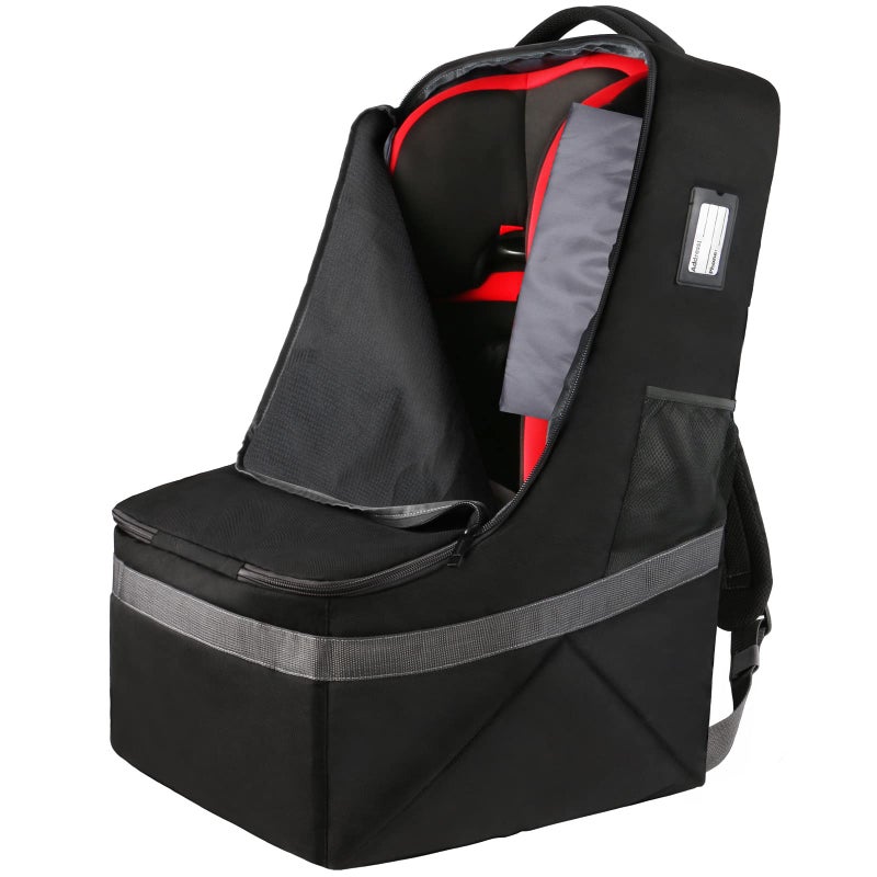 YOREPEK Padded Car Seat Travel Bag Backpack for Airplane Heavy Duty Car Seat Bags for Air Travel Carseat Cover for Airplane Travel with Shoulder Strap Car Seats Carrier for Airport Black