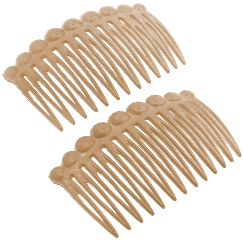Camila Paris CP28922 French Hair Side Comb Small Rounded Beige French Twist Hair Combs Decorative Strong Hold Hair Clips for Women Bun Chignon UpDo Styling Girls Hair Accessories Made in France