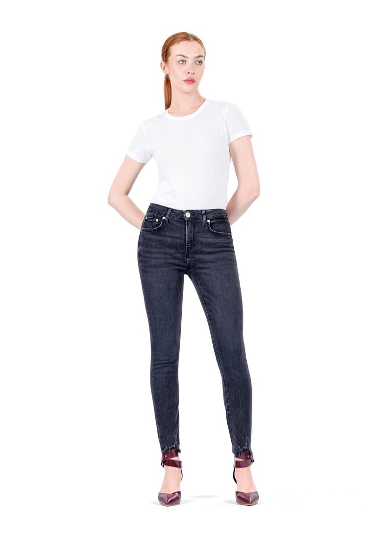 Web Denim Web Denim Women's Mid Rise Skinny Jeans - Stretch Comfort, Distressed Ripped Ankle Denim Pants  - Image 1
