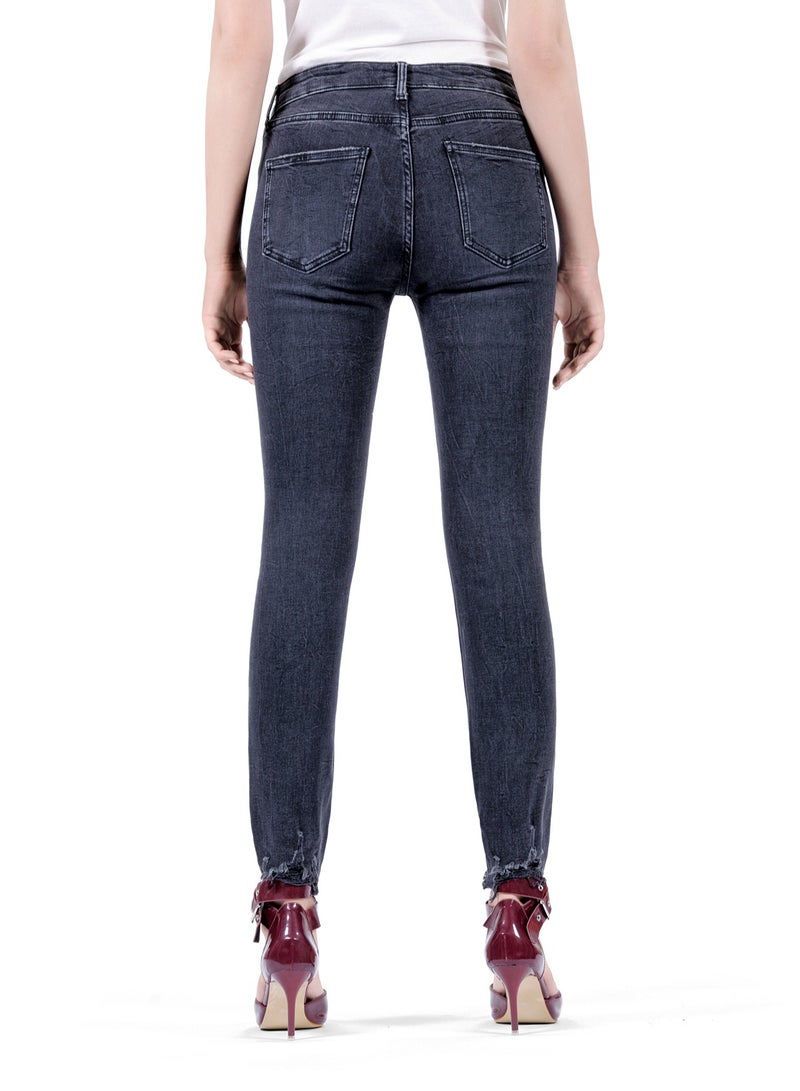 Web Denim Web Denim Women's Mid Rise Skinny Jeans - Stretch Comfort, Distressed Ripped Ankle Denim Pants  - Image 3