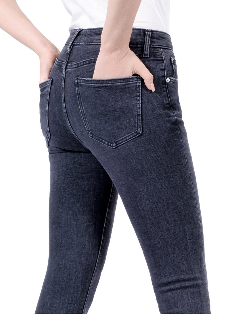 Web Denim Web Denim Women's Mid Rise Skinny Jeans - Stretch Comfort, Distressed Ripped Ankle Denim Pants  - Image 4