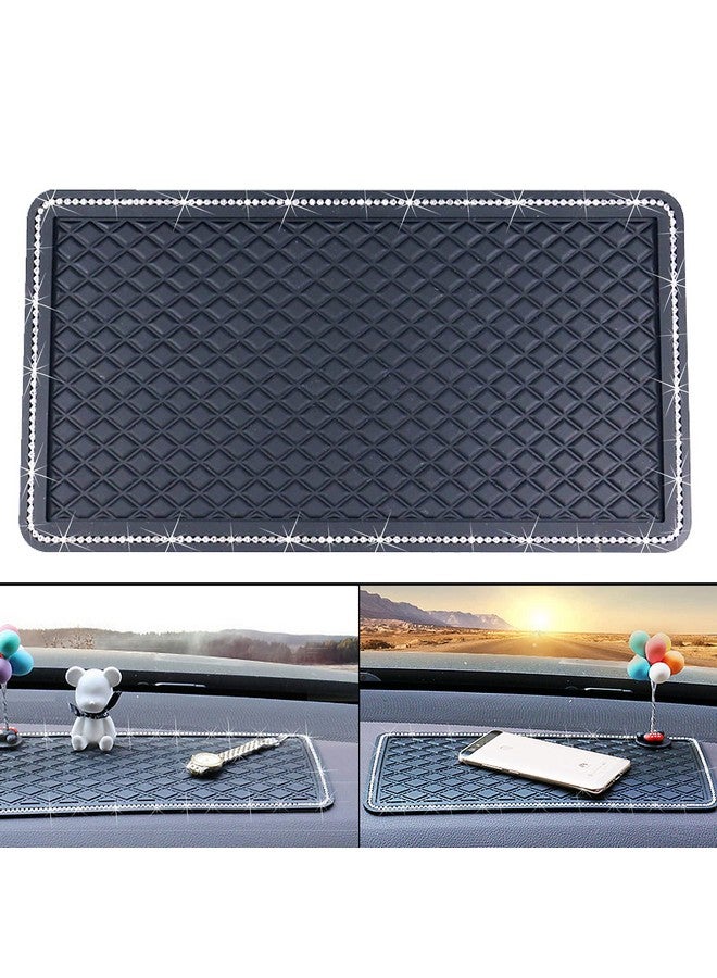 DBlosp Anti-Slip Car Dash Grip Pad for Cell Phone, Keychains, Sun Glasses,Stand,New Handmade Crystal Rhinestone Mat for Navigation Cell Phone 11.5 x 6 inch (Black) - Image 2