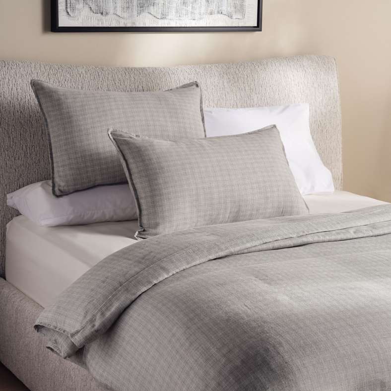 Pan Home Serene Check 3-piece King Duvet Cover Set 230x220cm - Silver Grey - Image 1