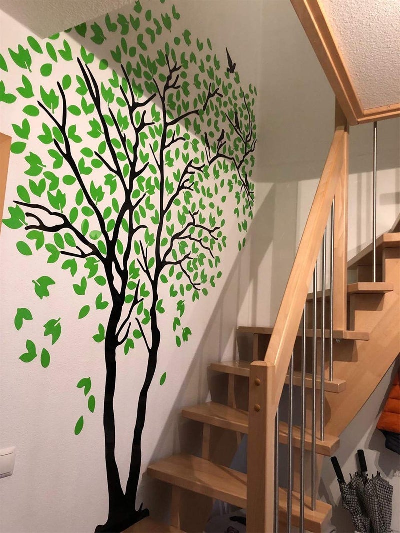 guangmu 3D Tree Wall Stickers - DIY Tree and Birds Wall Decals Family Couple Tree Stickers Murals Wall Decor for Living Room Bedroom TV Background Home Decorations(Green Left M-98X51in)  - Image 5