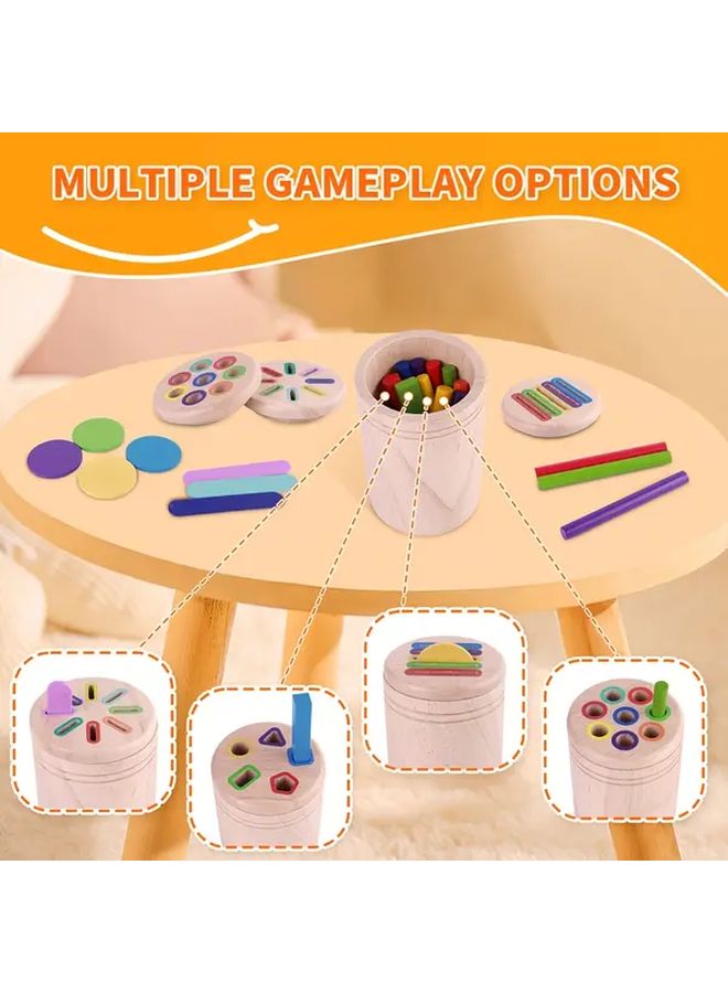 Wooden 4 In 1 Color Sorting And Shape Recognition Toy Educational Activity For Toddlers - Image 4