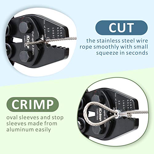 iCrimp CWR1522 Wire Rope Crimping Tool with Cutting function for Cable Railing, Hand Swaging 0.1~2.2mm Aluminum Oval Sleeves,Alloy Double Sleeves (CWR1522) - Image 4