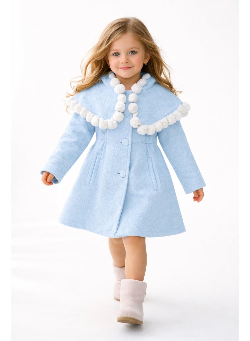 JZRA Girls Winter Dress Baby Blue – Warm Soft Fabric, Elegant Cute Design - Image 1