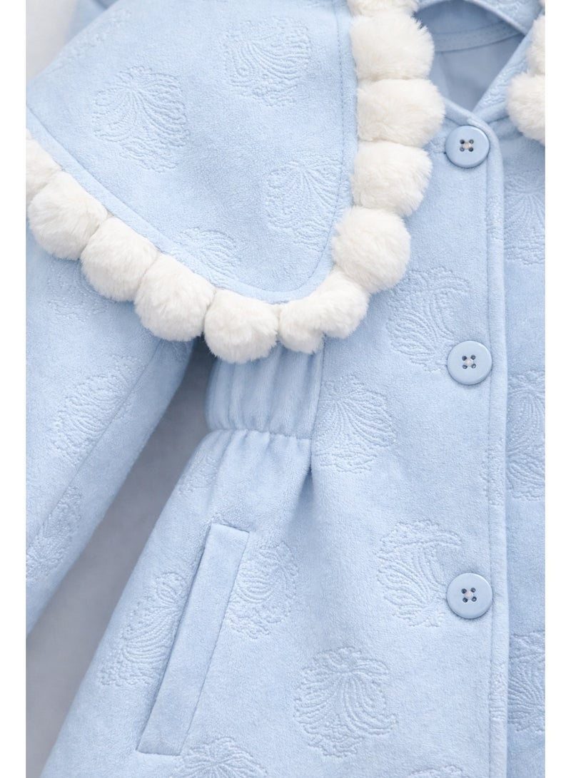 JZRA Girls Winter Dress Baby Blue – Warm Soft Fabric, Elegant Cute Design - Image 4