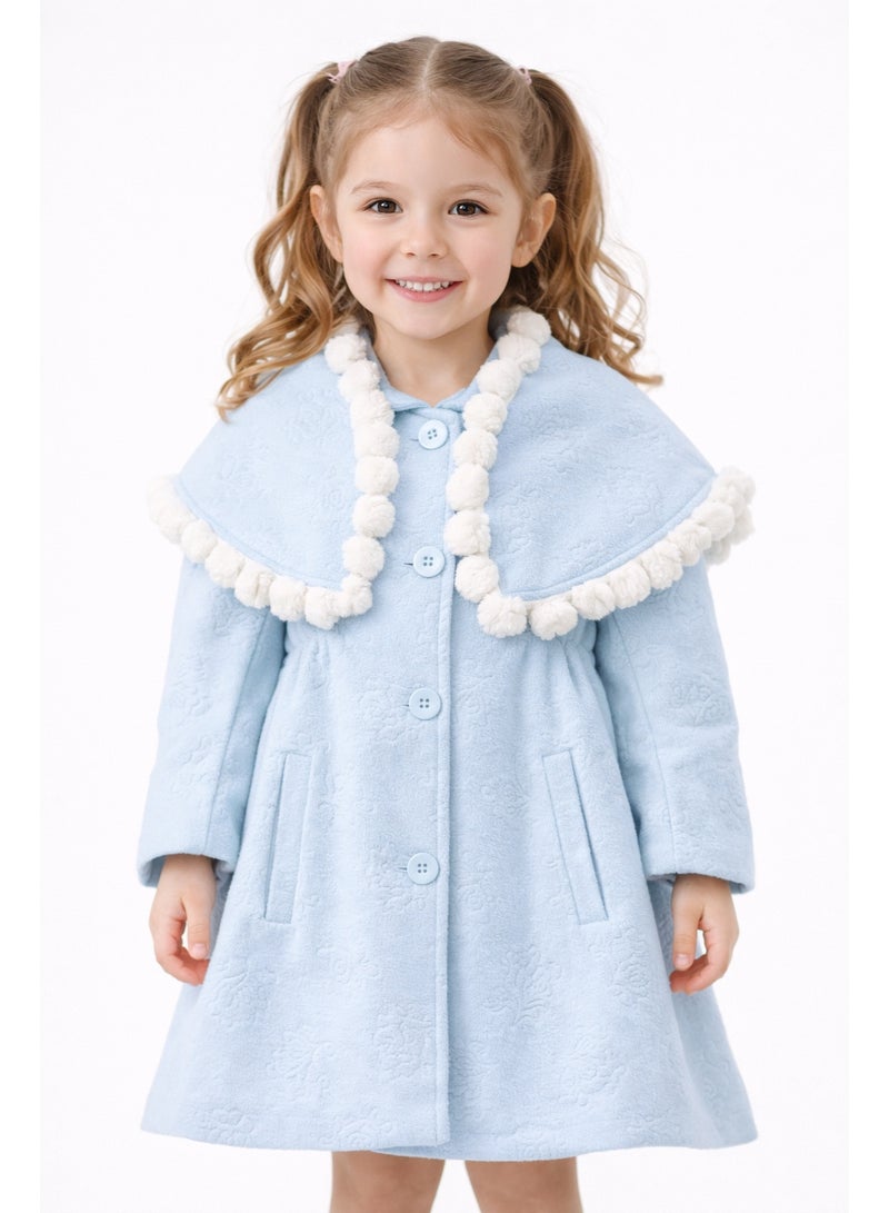 JZRA Girls Winter Dress Baby Blue – Warm Soft Fabric, Elegant Cute Design - Image 2