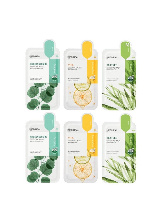 ميدي هيل قناع ميدي هيل شيت نيو إسينشال هيرو، عبوة من 6 قطع (شجرة الشاي، ماديكاسوسيد، فيتا) | مجموعة أقنعة الوجه الكورية للعناية بالبشرة، هدية عيد الميلاد - Image 1