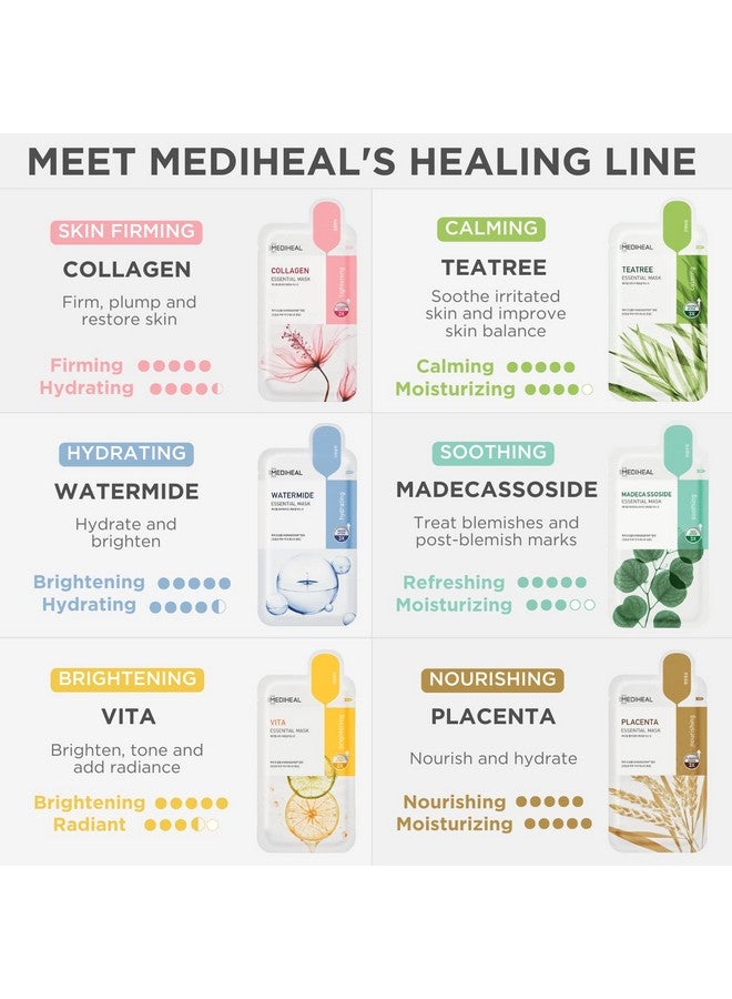 ميدي هيل قناع ميدي هيل شيت نيو إسينشال هيرو، عبوة من 6 قطع (شجرة الشاي، ماديكاسوسيد، فيتا) | مجموعة أقنعة الوجه الكورية للعناية بالبشرة، هدية عيد الميلاد - Image 3