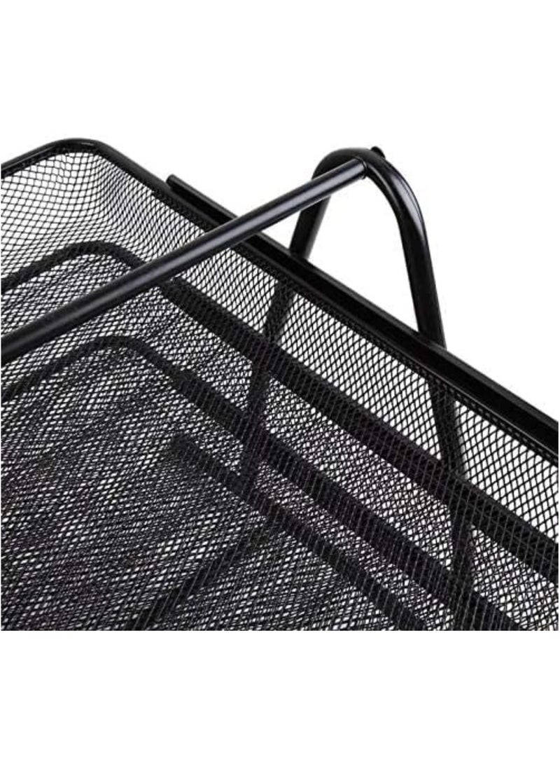 ELTRAZONE Metal A4 Paper office Mesh Document Basket File Paper Tray Letter Organizer Holder Desktop Accessories-3 Tires - Image 3