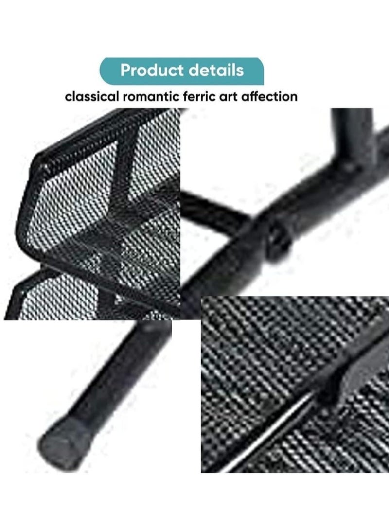 ELTRAZONE Metal A4 Paper office Mesh Document Basket File Paper Tray Letter Organizer Holder Desktop Accessories-3 Tires - Image 4